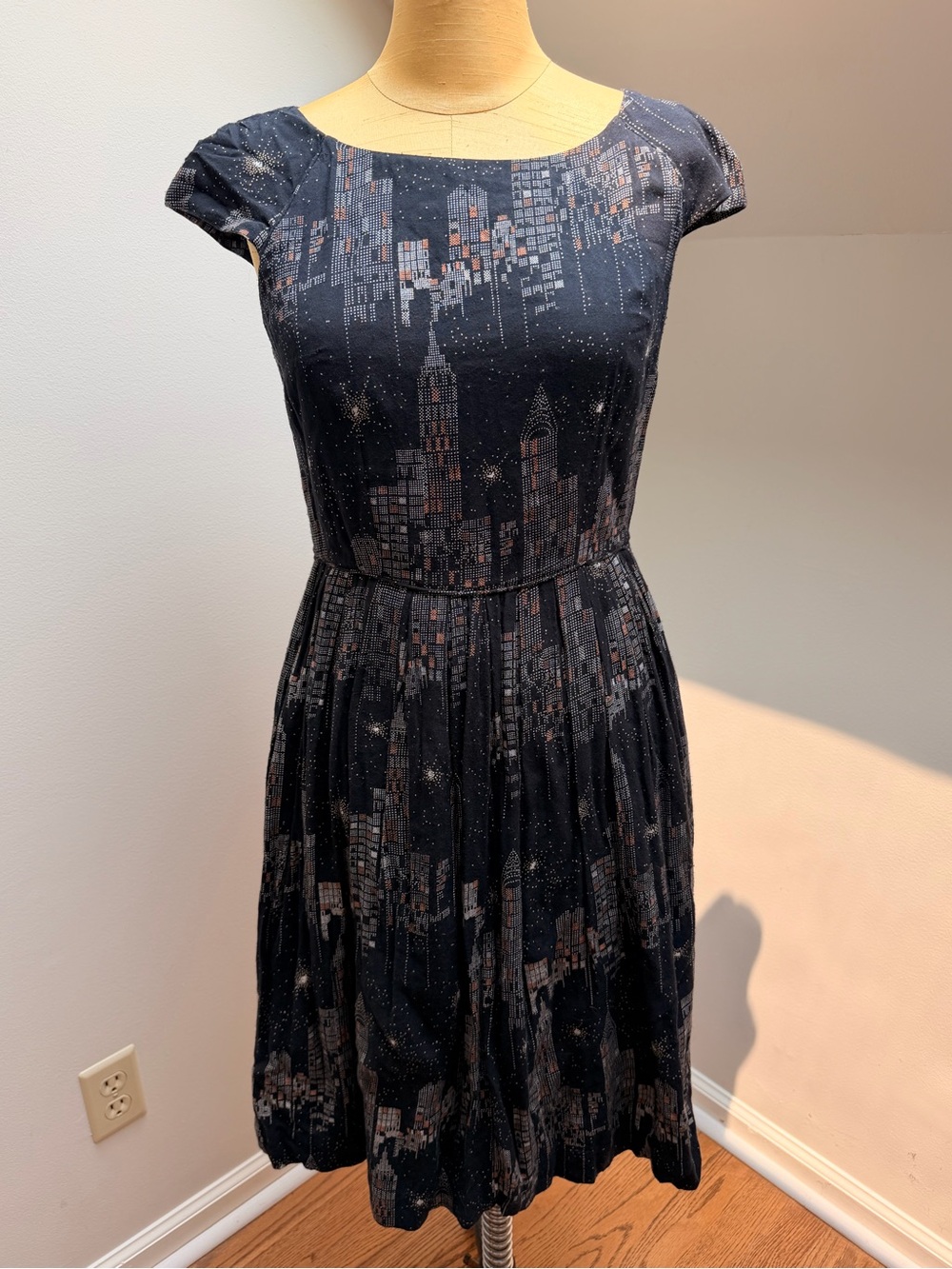 Emily and Fin Cityscape Black Fit-and-Flare Dress